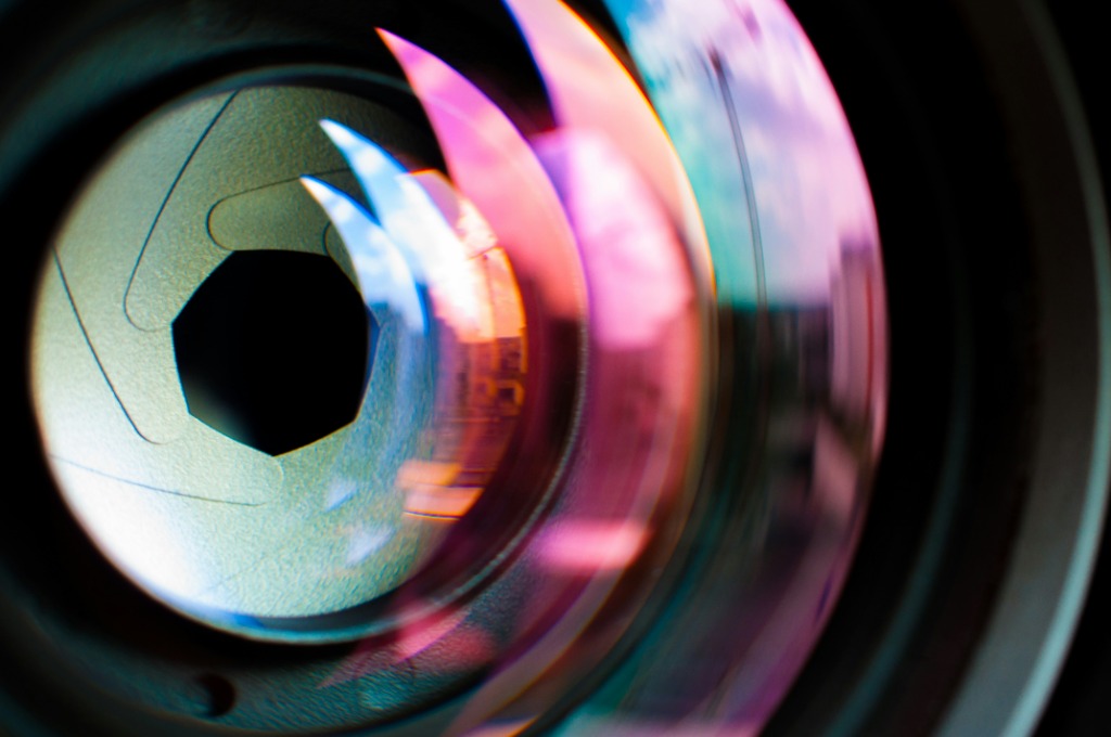 Broadcast lighting and camera lens abstract background